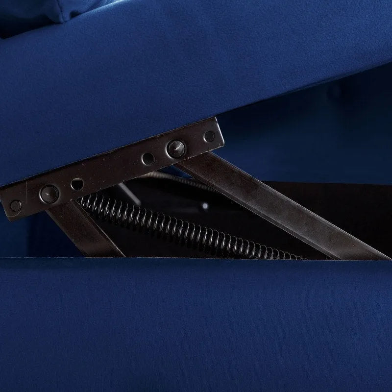 Moderne Chaiselongue mit Samtbezug, gerollten Armlehnen, Stauraum und Kissen