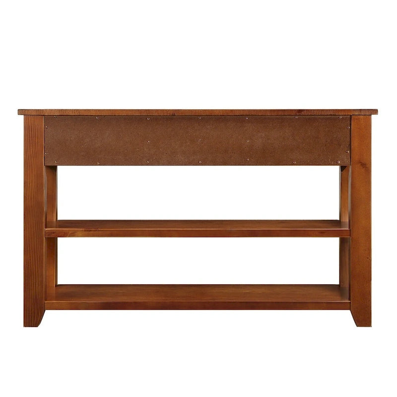 48-inch consoletafel met blad van massief grenenhout en 3 opbergladen