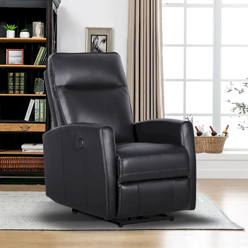 Canapé inclinable électrique de 27.75 pouces de largeur en cuir véritable avec chargeur USB