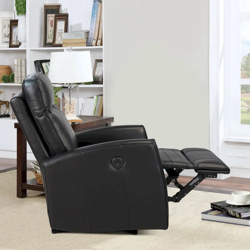 Canapé inclinable électrique de 27.75 pouces de largeur en cuir véritable avec chargeur USB