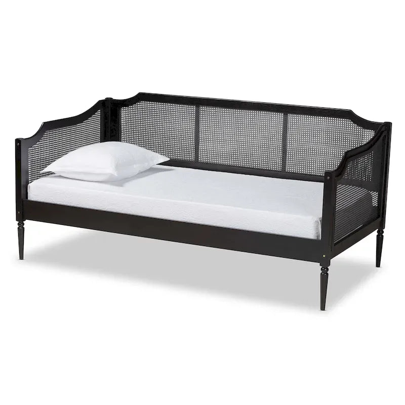 Lit de repos double en rotin synthétique moderne du milieu du siècle, 1 place