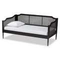 Lit de repos double en rotin synthétique moderne du milieu du siècle, 1 place