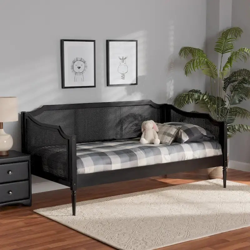 Ogden Mid-Century Modern Synthetic Rattan Daybed-Twin
