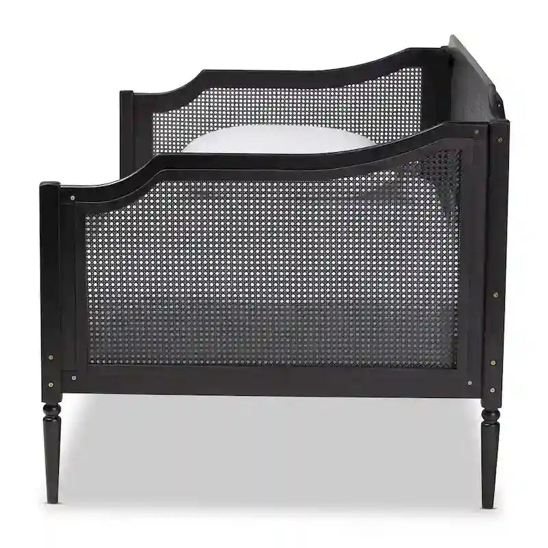 Lit de repos double en rotin synthétique moderne du milieu du siècle, 1 place