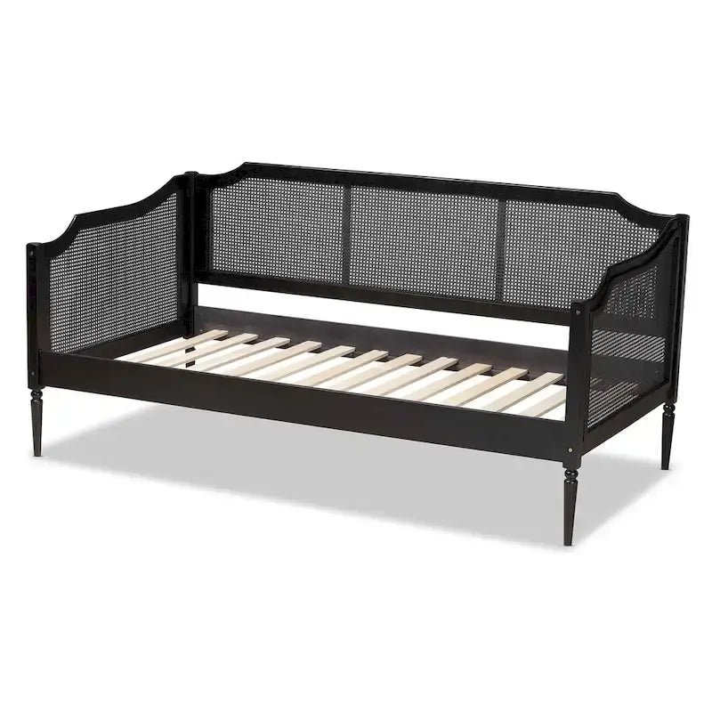 Lit de repos double en rotin synthétique moderne du milieu du siècle, 1 place
