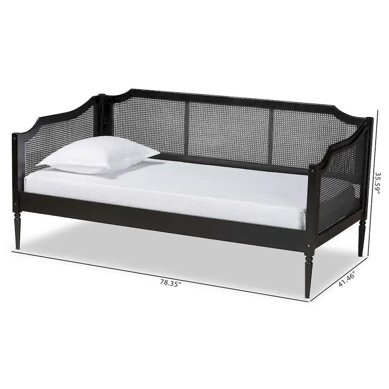 Lit de repos double en rotin synthétique moderne du milieu du siècle, 1 place