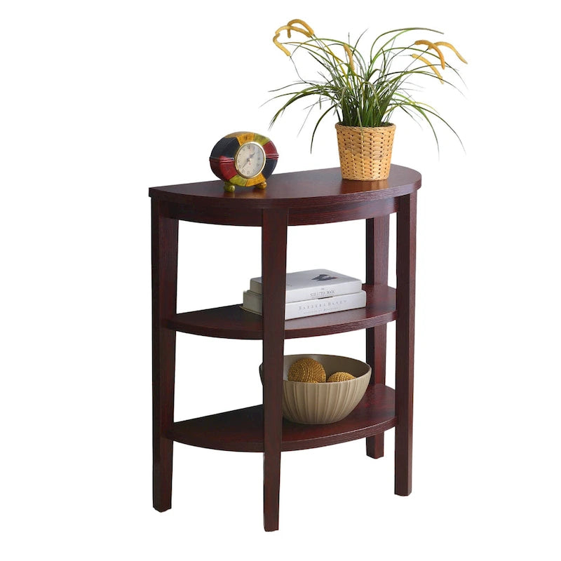 Halfronde consoletafel met planken