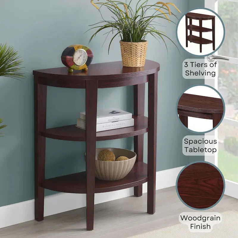 Halfronde consoletafel met planken