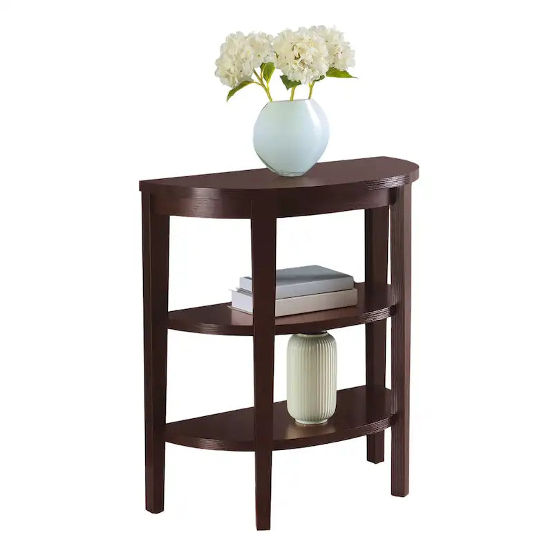 Halfronde consoletafel met planken