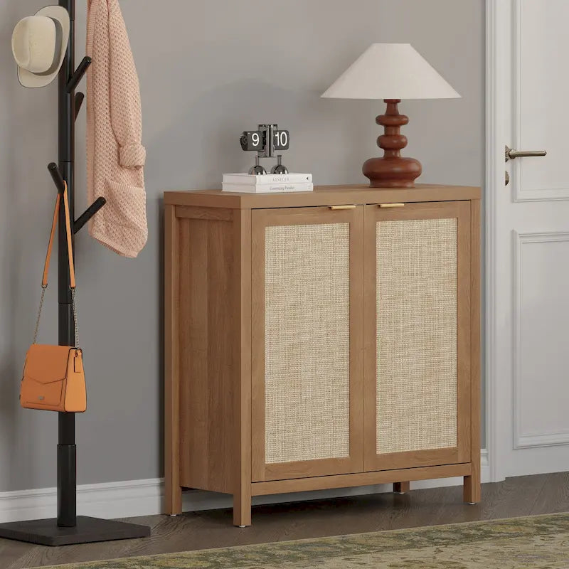 Rattan-Sideboard, Buffet- und Akzentschrank mit 2 Türen