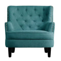 Sillón decorativo capitoné con respaldo de alas, de terciopelo y lino, de 30 pulgadas de ancho