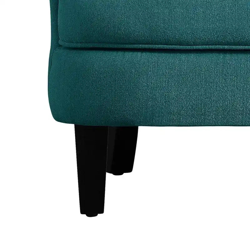 Sillón decorativo capitoné con respaldo de alas, de terciopelo y lino, de 30 pulgadas de ancho