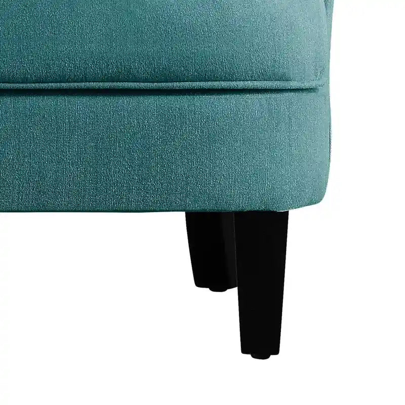Sillón decorativo capitoné con respaldo de alas, de terciopelo y lino, de 30 pulgadas de ancho