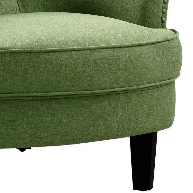 Sillón decorativo capitoné con respaldo de alas, de terciopelo y lino, de 30 pulgadas de ancho