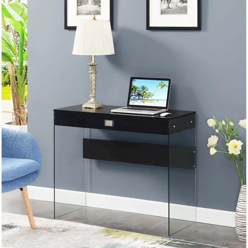 Schreibtisch aus Glas mit 1 Schublade, 36 Zoll