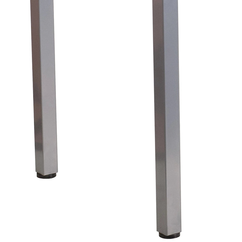 Moderner Schreibtisch aus klarem Hartglas mit geometrischen Seiten und silbernem Gestell