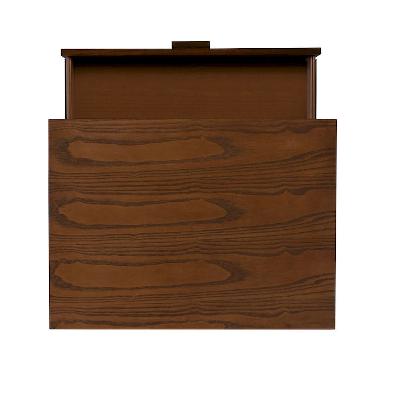 27-Inch Brown One Drawer Nightstand with Bronze Pulls