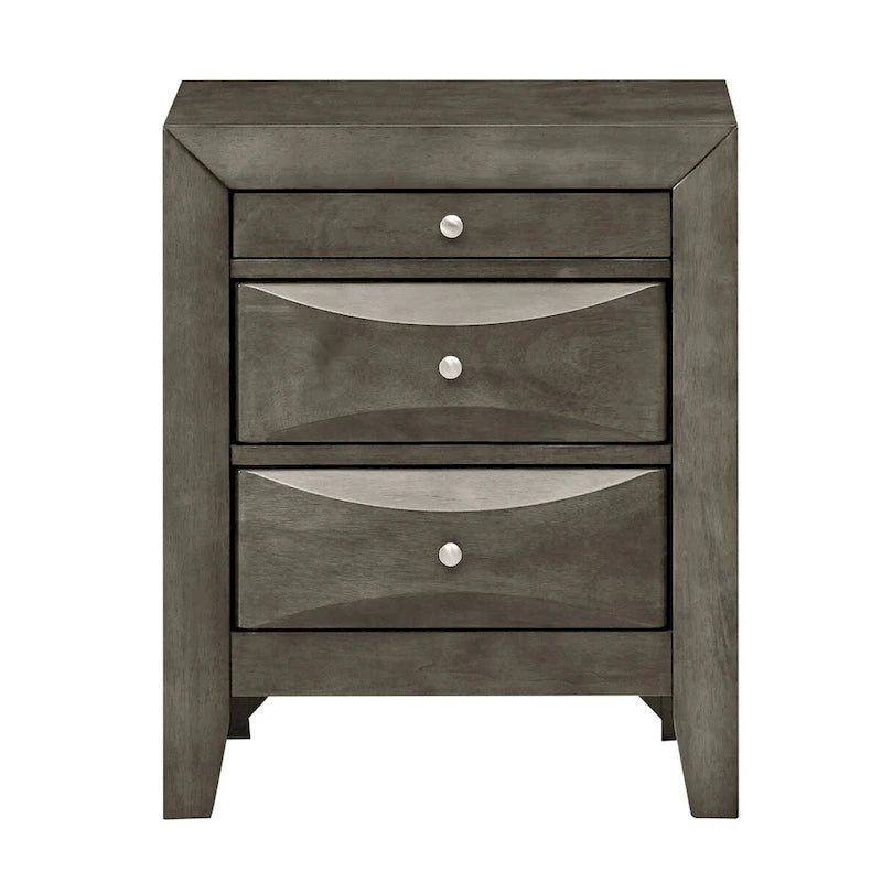 Modern 23-in Metal Knob 3-Drawer Wood Nightstand