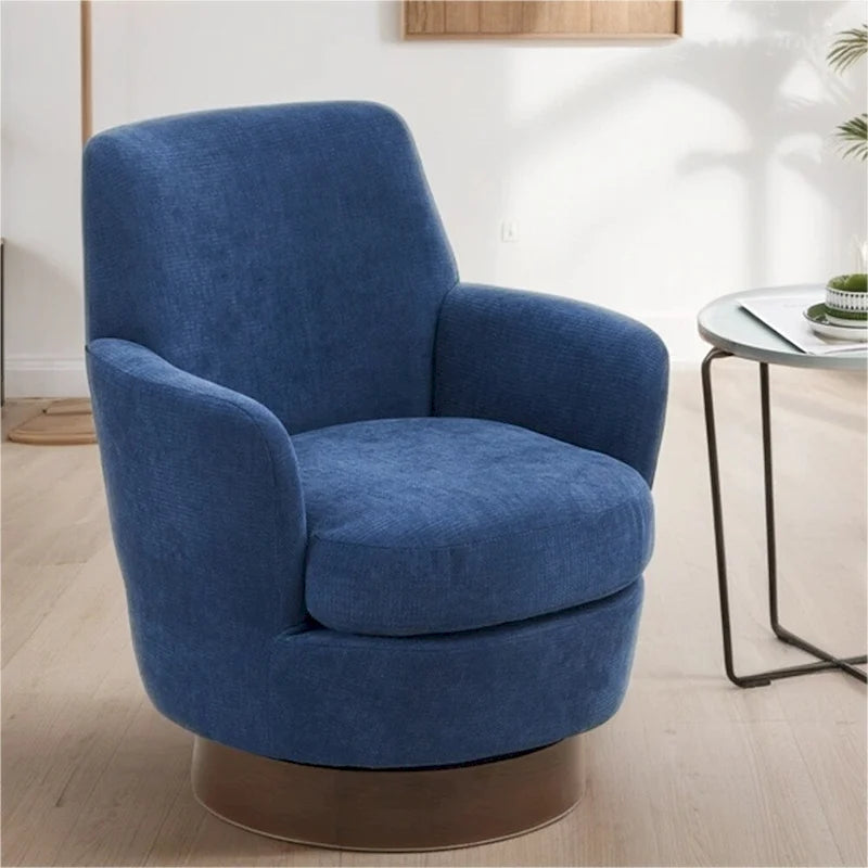 Poltrona decorativa rotonda girevole con base in acciaio inossidabile