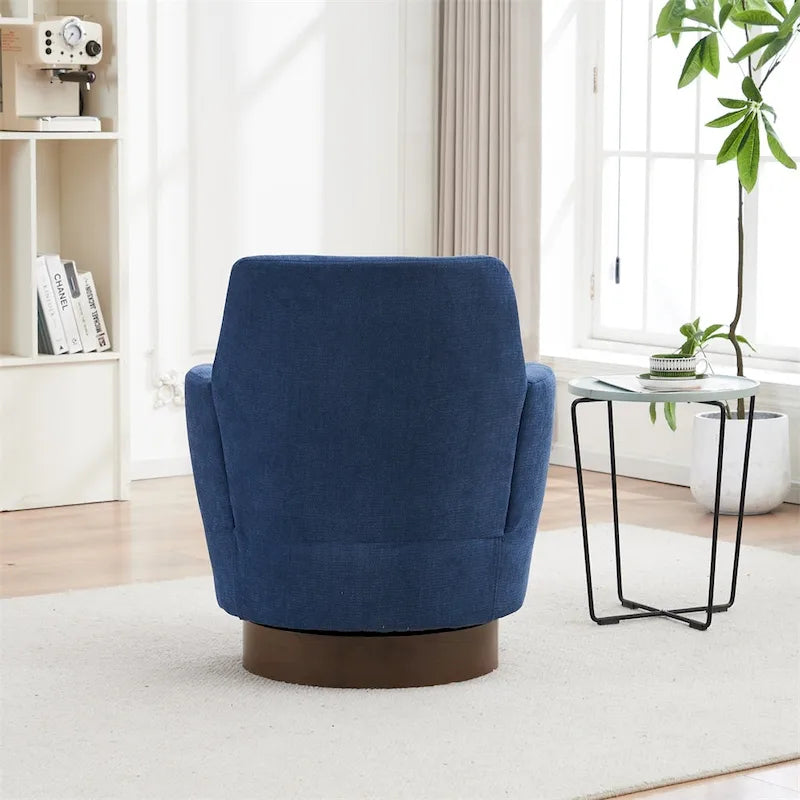Poltrona decorativa rotonda girevole con base in acciaio inossidabile