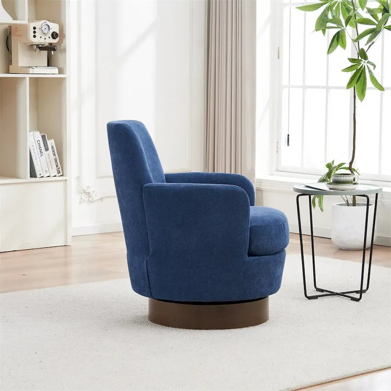Poltrona decorativa rotonda girevole con base in acciaio inossidabile