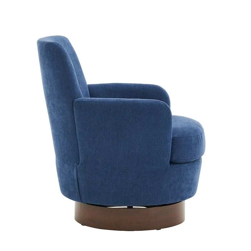 Poltrona decorativa rotonda girevole con base in acciaio inossidabile