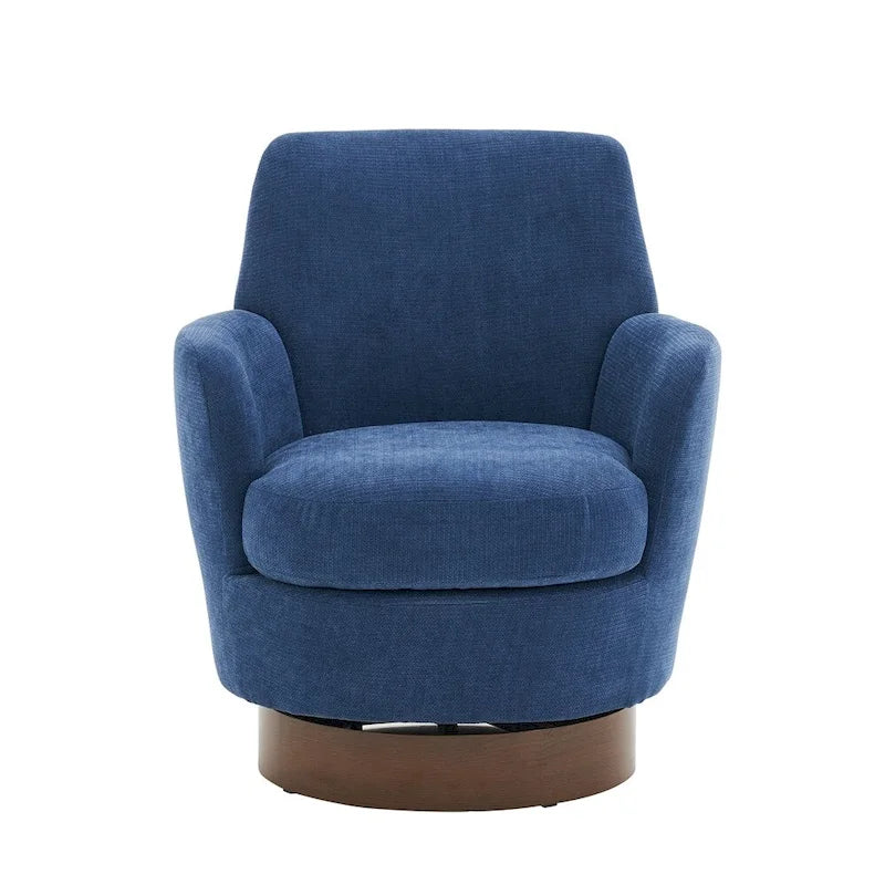 Poltrona decorativa rotonda girevole con base in acciaio inossidabile
