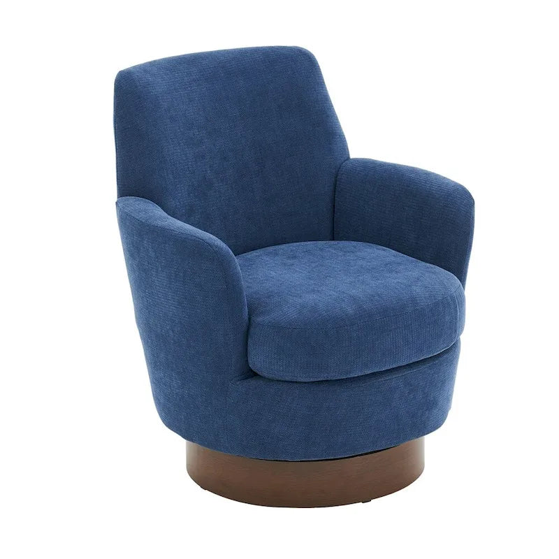 Poltrona decorativa rotonda girevole con base in acciaio inossidabile
