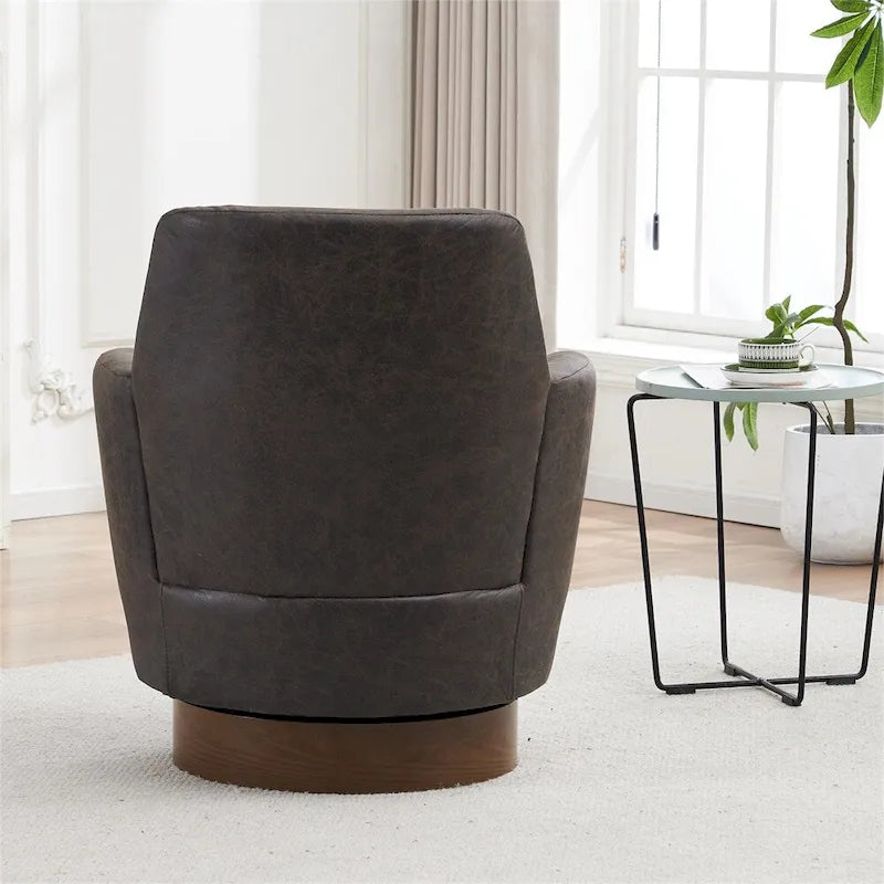 Poltrona decorativa rotonda girevole con base in acciaio inossidabile