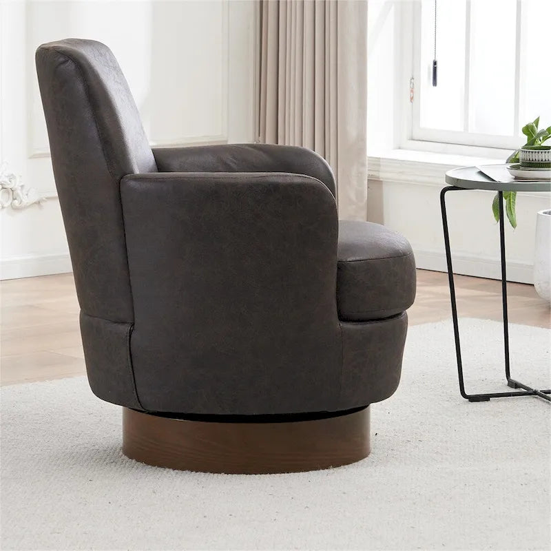 Poltrona decorativa rotonda girevole con base in acciaio inossidabile