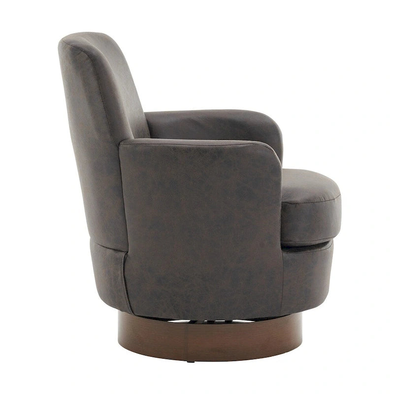 Poltrona decorativa rotonda girevole con base in acciaio inossidabile