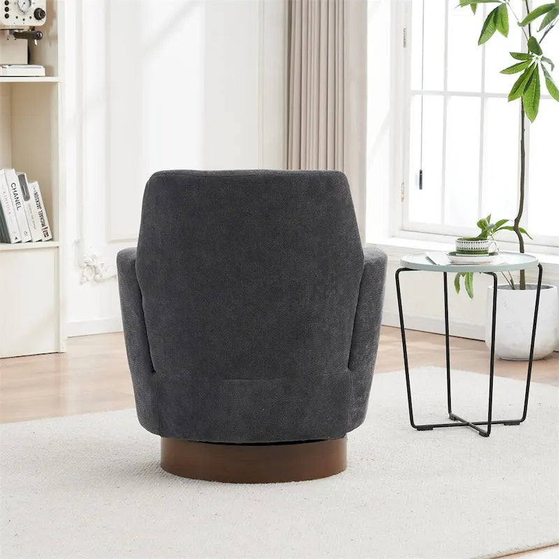 Poltrona decorativa rotonda girevole con base in acciaio inossidabile