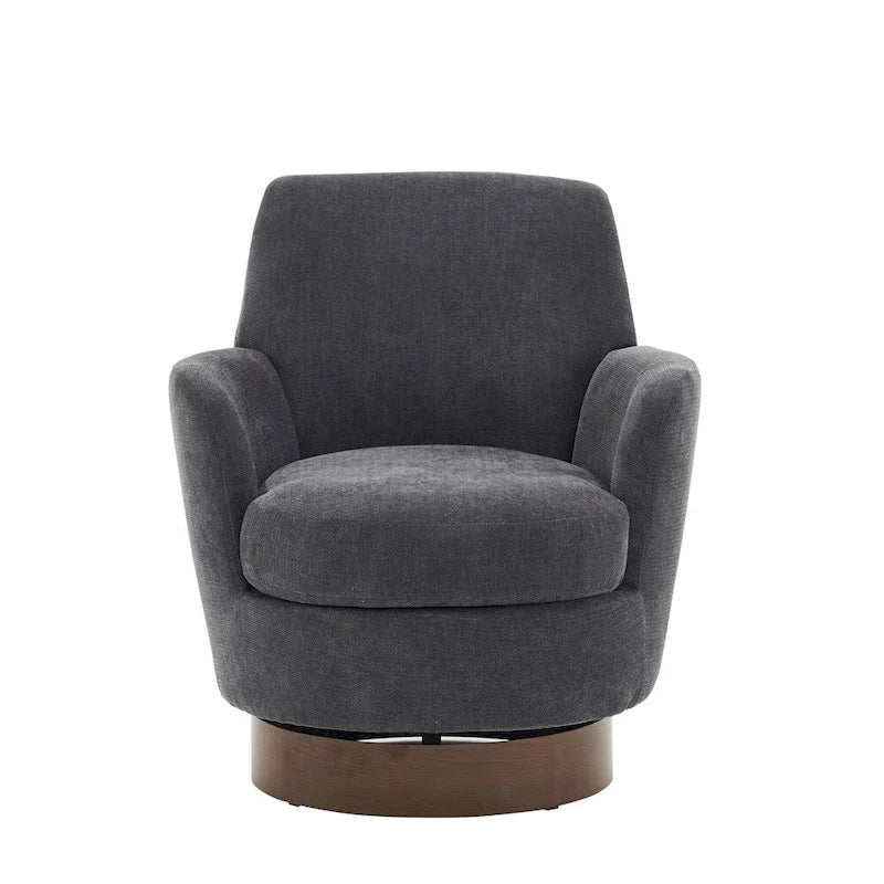 Poltrona decorativa rotonda girevole con base in acciaio inossidabile