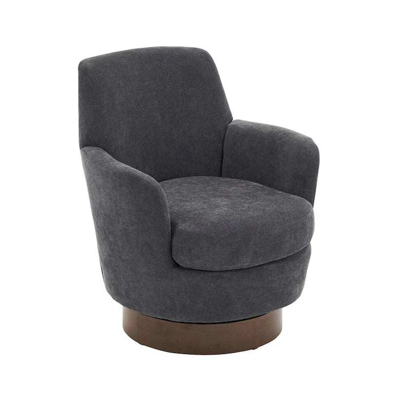 Poltrona decorativa rotonda girevole con base in acciaio inossidabile