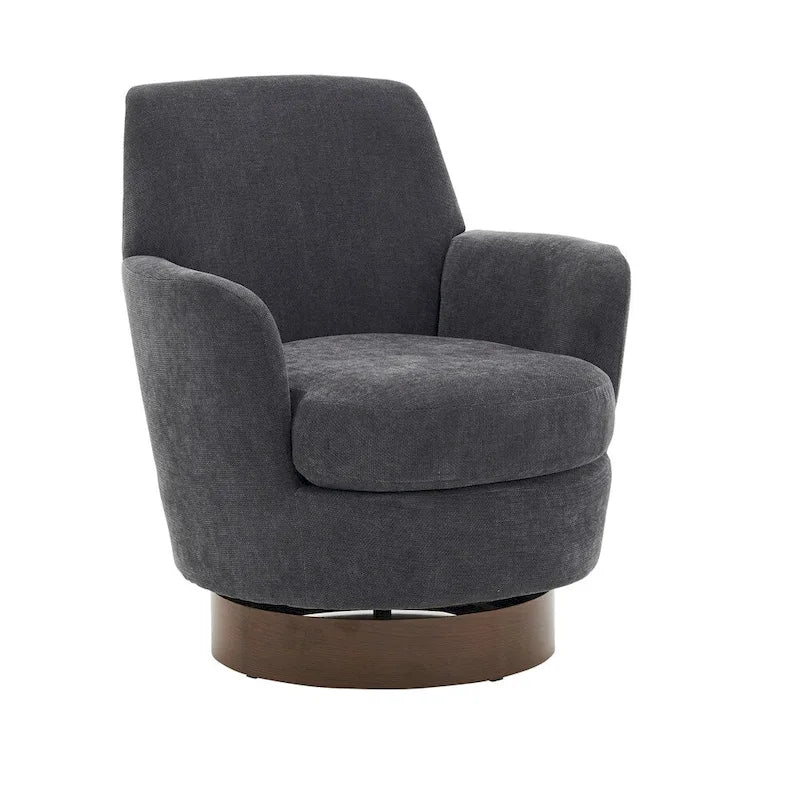 Poltrona decorativa rotonda girevole con base in acciaio inossidabile