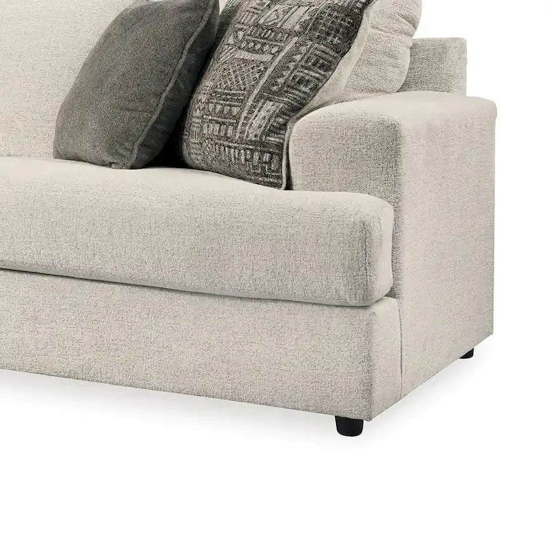96 Inch bank met 4 jacquardkussens, zacht beige chenillepolyester