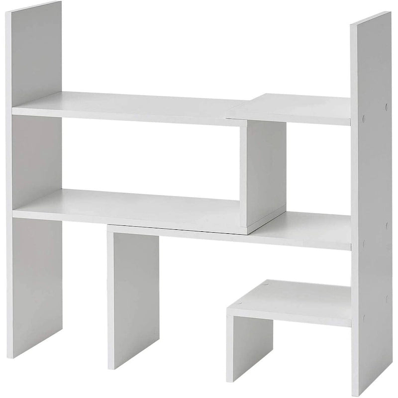 Bureau compact réglable avec bibliothèque pour résidence universitaire, blanc